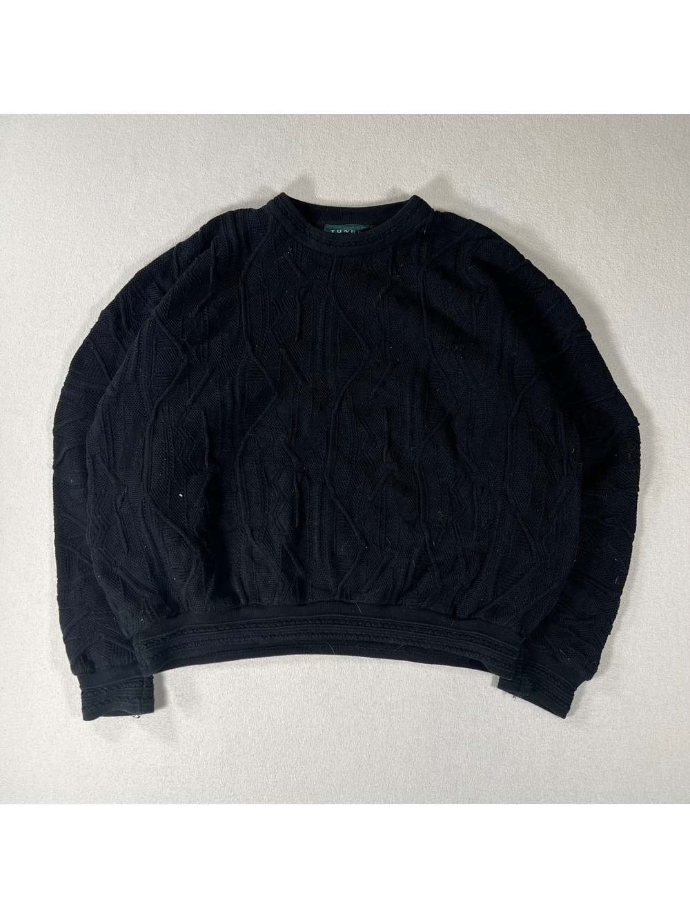 Vintage Tundra 3D Textured Knit Sweater Coogi Style Tonal